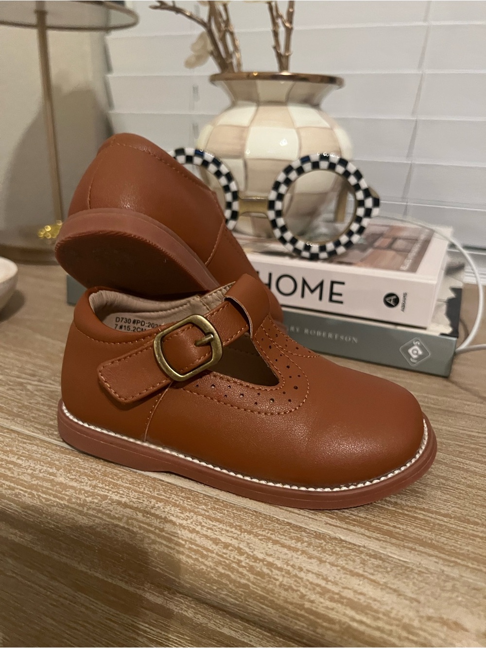 Otter momo Classic Brown Kids Mary Jane Shoes with Buckle
